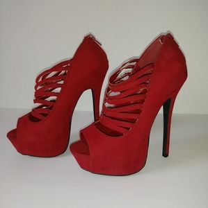 Wild Diva Lounge Suede Platform Stilettos.